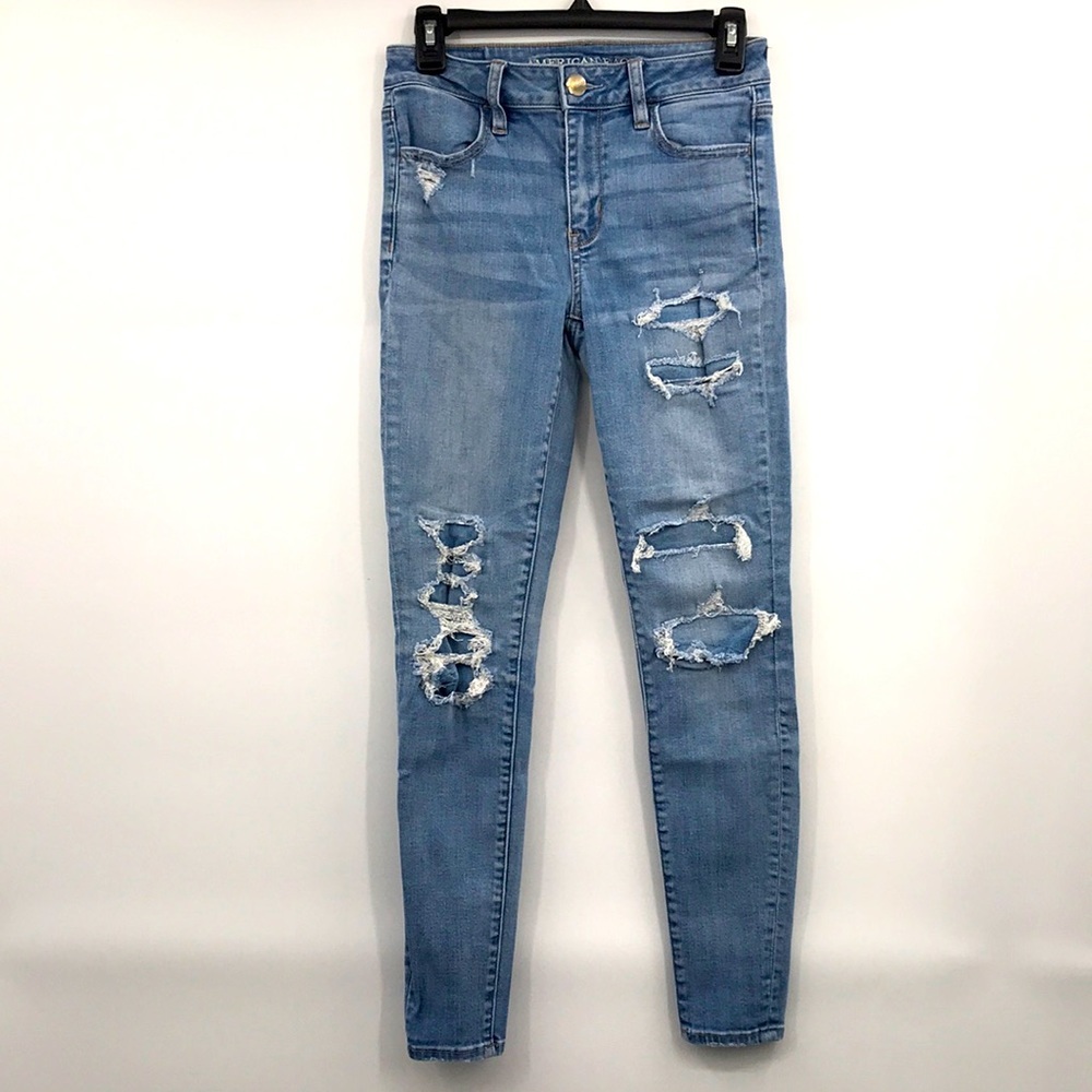 American Eagle Denim Jean Distressed Super Stretch Sz 6